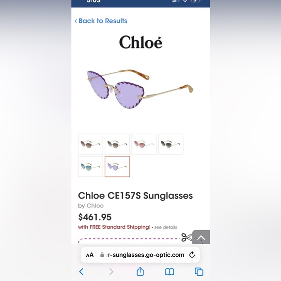 NWOT Chloe purple sunglasses